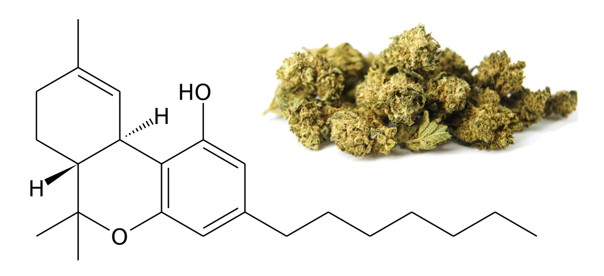 THC-P molecular structure and THC-P flower.